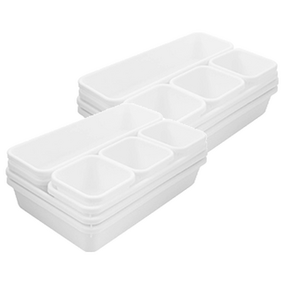 E.dot 分格抽屜置物收納盒8件組 PP材質 多用途, 白色, 2組