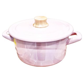 FUJIHORO 琺瑯湯鍋 附蓋 容量2.3L 適用於瓦斯爐和IH爐 可入烤箱, 18cm, 粉色, 1個