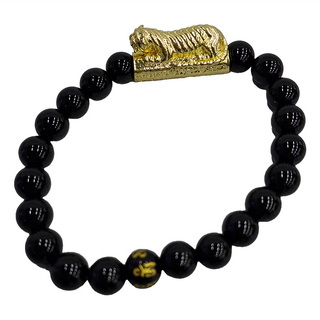 穩賺咬錢虎手鍊, 黑曜石, 手圍18cm