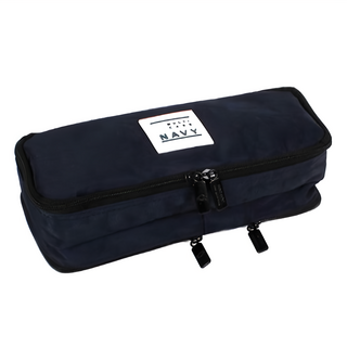 TOCTOC 3拉鍊尼龍筆袋 海軍藍 多層大容量 學生文具收納推薦, 1個