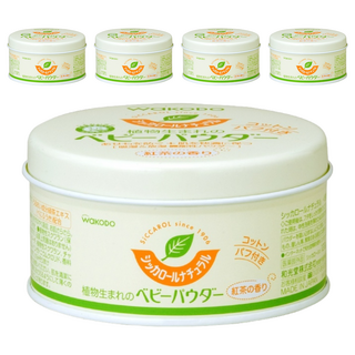 WAKODO 和光堂 S4天然植物玉米爽身粉，含植物性成分 有效滋潤保濕肌膚 帶有淡淡茶香味, 120g, 5罐