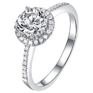 CF Diamond 女戒 莫桑鑽，微鑲圓包，D色FL淨度，3EX切工, 1克拉, A0202