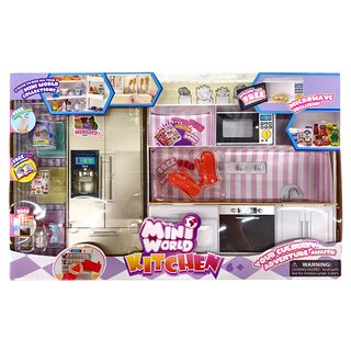 MINI WORLD 卡哇嗎嚕場景組-夢幻廚房, 6歲以上適用, 含微波爐, 夢幻廚房 白色 + 粉色, 1盒