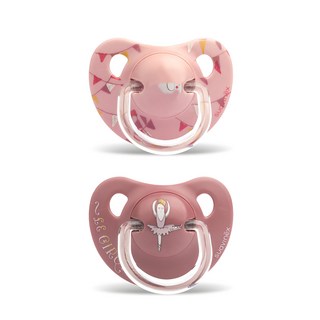 Suavinex 蘇維妮 人體工學矽膠奶嘴組 2入, 第三階段(12個月以上), 粉紅色 + 深紅色, 1組