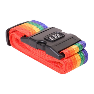 行李固定帶 附密碼鎖 附訊息卡 最大可綁32吋, 彩虹, 190 x 5cm