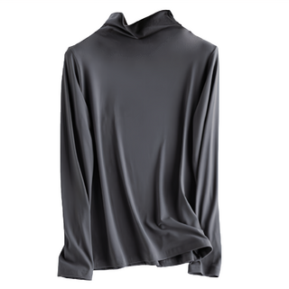 女款無爭自由中領牛奶絨內搭, 深灰, 均碼