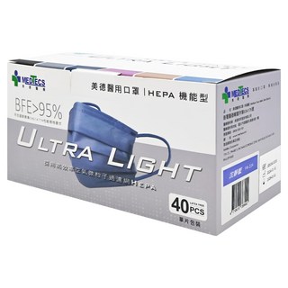 MEDTECS 美德醫療 HEPA機能型 醫用口罩 未滅菌, 沉靜藍, 40片, 1盒