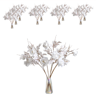 KUIBAO 快豹生活 Cia兩頭玫瑰絲質仿真花 長 79cm, 白色, 10支