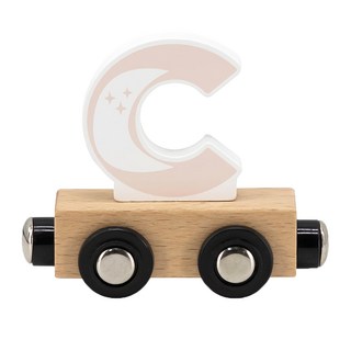 TRYCO 木製字母火車，適用於3歲以上兒童, C, 6.8 x 3 x 6.8cm, 1個