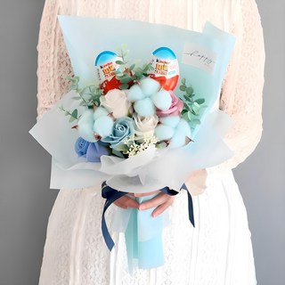 MORIANN Sweetheart 健達奇趣蛋 2個 + 香皂花束, 1組, 天空藍