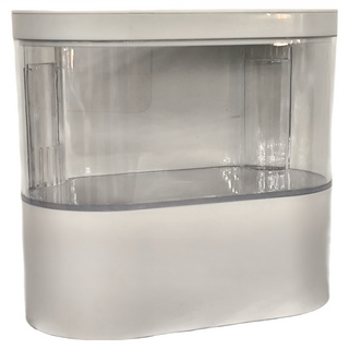 水幻奇境 圓弧小魚缸 普通款 迷你桌面魚缸 高強度PS材質 4L水容量 USB充電, 白色, 1個, 21.1 x 19.2 x 10.9cm