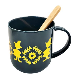 yamaka 山加商店 MOOMIN 馬克杯木湯匙組 約φ8.5X8CM/約350ML, 深藍色, 1組