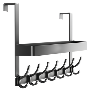 小麥購物 門後雙層掛衣架 7鉤款 C583 395g, 黑色