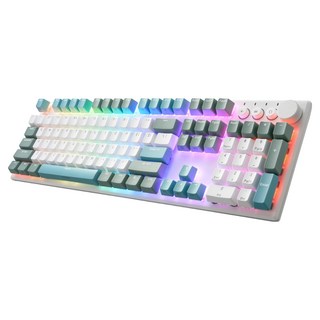 irocks 艾芮克 無線機械式鍵盤 原廠保固, IRK74R, 白綠藍, Gateron青軸