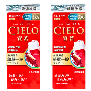 CIELO 宣若 EX 染髮霜 簡單一按 白髮用, 3AG 煙燻灰棕, 2盒