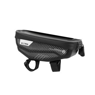 WILD MAN 自行車龍頭袋可觸控硬殼防水手機收納包 黑色 大容量, 1個