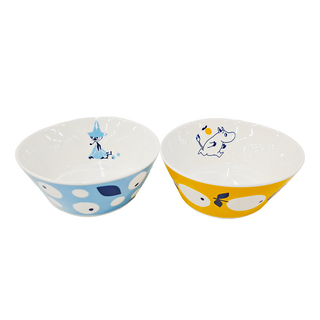 yamaka 山加商店 MOOMIN 陶瓷二入碗組, 魯魯米 + 阿金 藍色 + 黃色, 陶瓷碗, 1組
