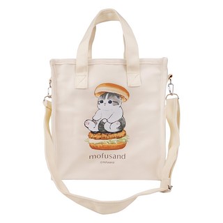 收納王妃 貓福珊迪帆布兩用袋 漢堡, 24 x 36 x 14cm, 1個