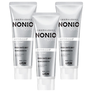 LION 獅王 NONIO 終結口氣牙膏 晶燦亮白, 雙重淨化因子 LSS成分 長效清新口氣, 130g, 3條