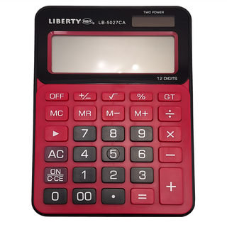 LIBERTY 利百代 12位元計算機 LB-5027CA，太陽能/電池雙供電，國家考試專用, 紅黑色, 1台