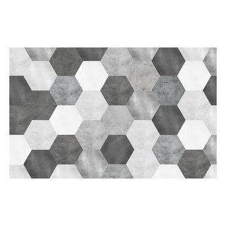 QiMart 獨家設計款珪藻土吸水軟地墊, 六角銀河北歐風 灰色 + 黑色 + 白色, 1個