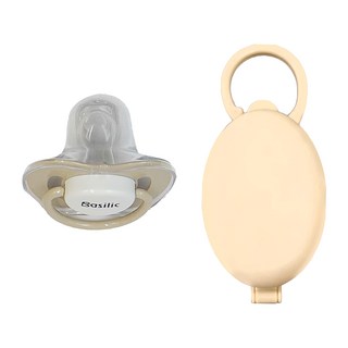 Basilic 貝喜力克 拇指型安撫奶嘴 存在主義 + 可掛式奶嘴收納盒, 0-6個月, 奶茶色, 1組
