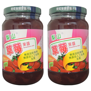 梨山牌 草莓果醬 大圓玻 無添加防腐劑、無添加色素, 430g, 2罐