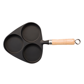 IWACHU 岩鑄 3格目玉燒木柄煎鍋 - 日本製 可用於明火及IH爐, 1個, 20cm