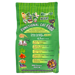 VegePet 維吉 全貓種 機能素貓食 碳烤口味, 五穀蔬果, 4.5kg, 1袋