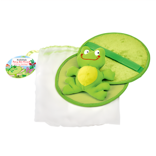 moses. 小園丁系列 1組 安全投接遊戲 軟質黏黏蛙 魔鬼氈荷葉 背面手持處可調整大小, 空中抓青蛙 綠色