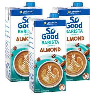 So Good 咖啡師杏仁奶, 可拉花，熱量比鮮奶少50%，澳洲知名品牌, 1L, 3瓶