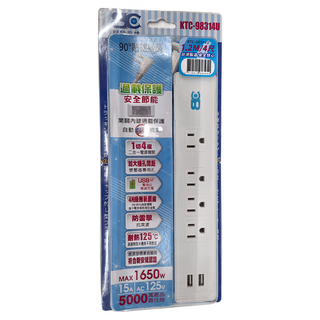 BC 博銓科技 變壓器延長線 KTC-98314U 1.2M/4尺 台灣製造安全核心, 白色, 1條