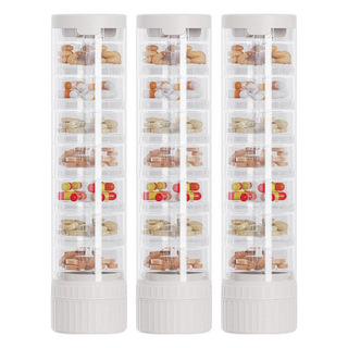 上手家居 切藥器藥盒，隨身磨藥器，三分格設計，分藥器, 3個