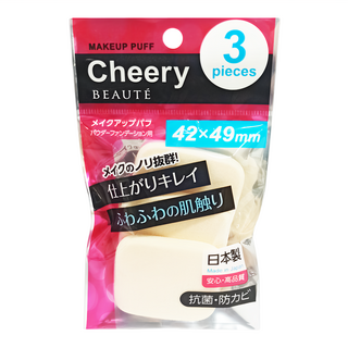 ISHIHARA 石原商店 櫻桃肌粉餅撲 Set 3入 乾擦濕擦兩用 妝容服貼 抗菌防黴, 角型, 1包