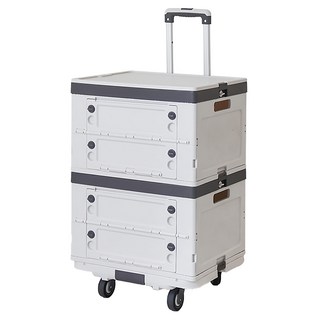 LIGFE 庫柏卡收納箱手推車 RH2425-GW 白灰色 摺疊露營手推車, 1個