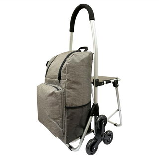U-CART 優卡得 日式鋁製摺疊購物車, 爬梯座椅款 灰色, 1個