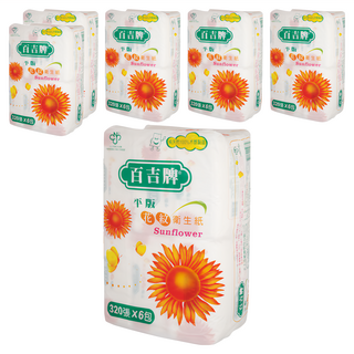 百吉牌 平板衛生紙 320張 無螢光劑 家庭號衛生紙, 6包, 6袋
