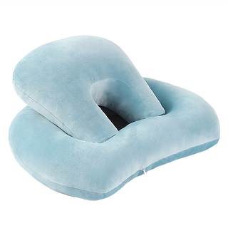 ANTIAN 辦公室多功能鏤空午睡枕/午休趴睡枕頭/柔軟舒適趴趴枕/午睡神器/天鵝絨防手麻趴睡枕, 海水藍