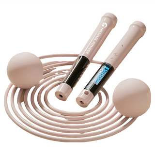 MICHAEL FITNESS 麥克健身 兩用跳繩 - 白桃粉 膠球+長繩, 1組