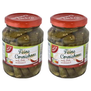 GUT&GÜNSTIG 辣味小黃瓜，傳統釀製，保留小黃瓜的爽脆口感，低熱量, 350g, 2罐