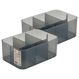 UDA 有達 509日光6格 化妝盒 小物盒 21.5x14.8x8.7cm 黑色 台灣製造, 2個