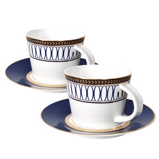 BELUZ casa 皇家雙人咖啡杯組, 1套, 藍色 + 白色