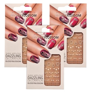 GLOSSYBLOSSOM 3D眩眼美甲貼套裝, 閃亮貼花裝飾, 菱形, 1組