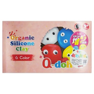 Q-doh 超柔軟有機矽膠黏土6色工具組 台灣製造 安全無毒, 混合色, 360g, 1組