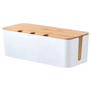 isona 愛收納 三孔竹板延長線收納盒 550g, 白色, 1個