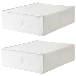 好物良品 牛津布玩具衣服床底收納箱 摺疊收納 換季收納 耐磨耐用 透氣設計, 19 x 55 x 69 cm, 白色, 2個