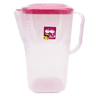 GIMI 吉米 大品味塑膠冷水壺 桌上壺 冷熱飲壺 有杯蓋 有側手把, 粉色, 1.8L, 2個