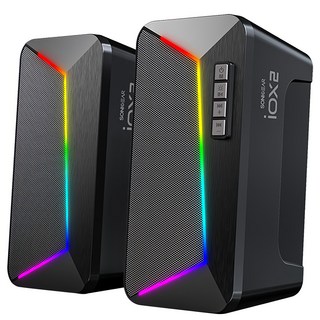 SONICGEAR USB藍牙多媒體音箱 2.0立體聲 RGB彩光, iOX 2, 黑色