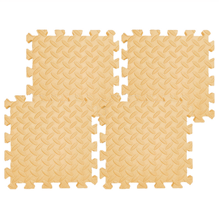 MOMOTARO 桃太郎地墊 極厚超Q樹葉紋巧拼地墊防撞瑜珈墊 附雙邊條, 溫暖橘, 4片