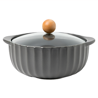 WORTH IT 渥思 莫蘭迪雙耳泡麵碗-質感灰 陶瓷碗 直徑15.8 x 高7.7cm, 1個